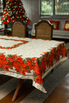 Ivory Poinsettia Christmas Tablecloth