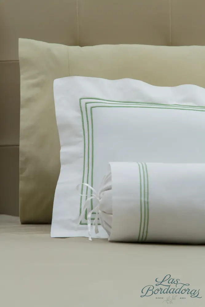 Boudoir & Bolster Cases 3 Satin Lines / Celadon Green / 300