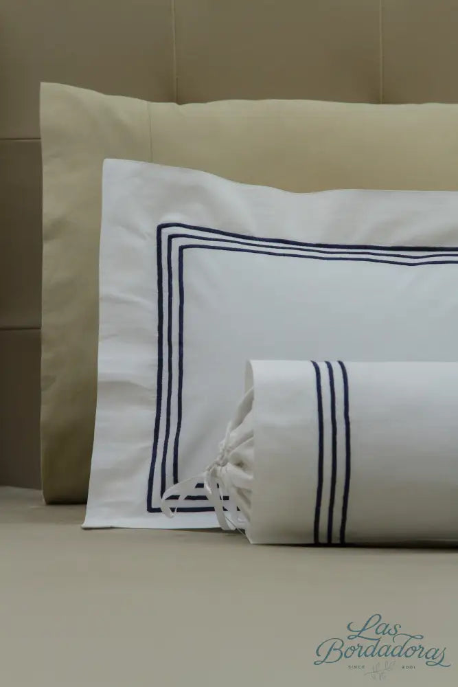 Boudoir & Bolster Cases 3 Satin Lines / Navy Blue / 600