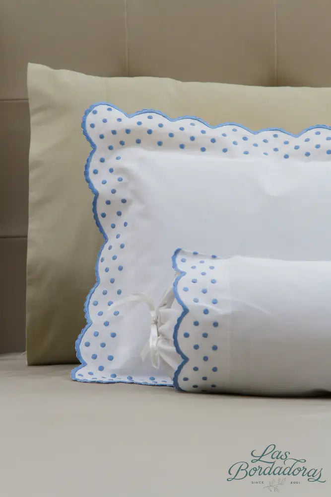 Boudoir & Bolster Cases Dots w/ Rosepoint / Blue / 300