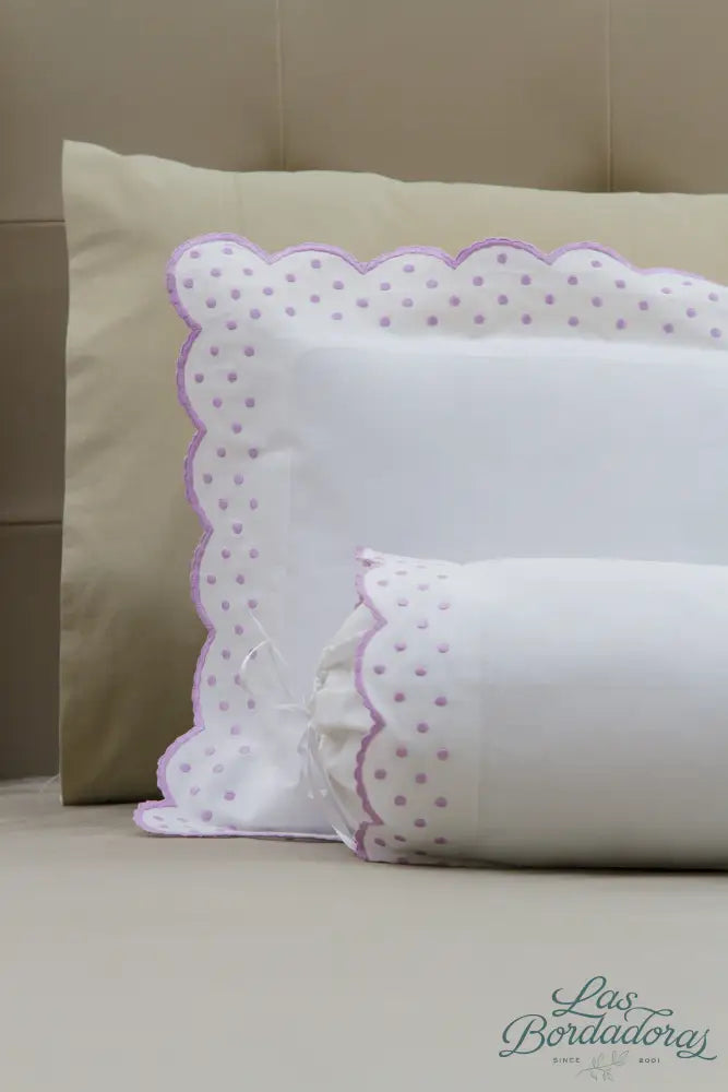 Boudoir & Bolster Cases Dots w/ Rosepoint / Lavender / 600