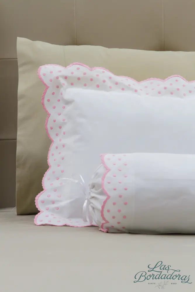 Boudoir & Bolster Cases Dots w/ Rosepoint / Pink / 600
