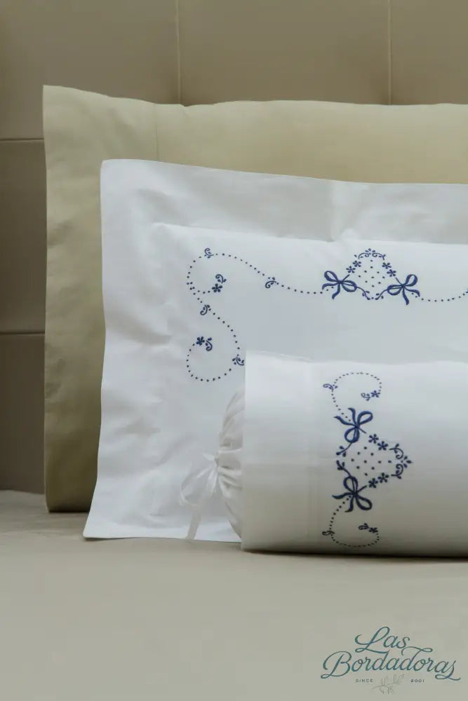 Boudoir & Bolster Cases Dotted Scroll / Navy Blue / 300