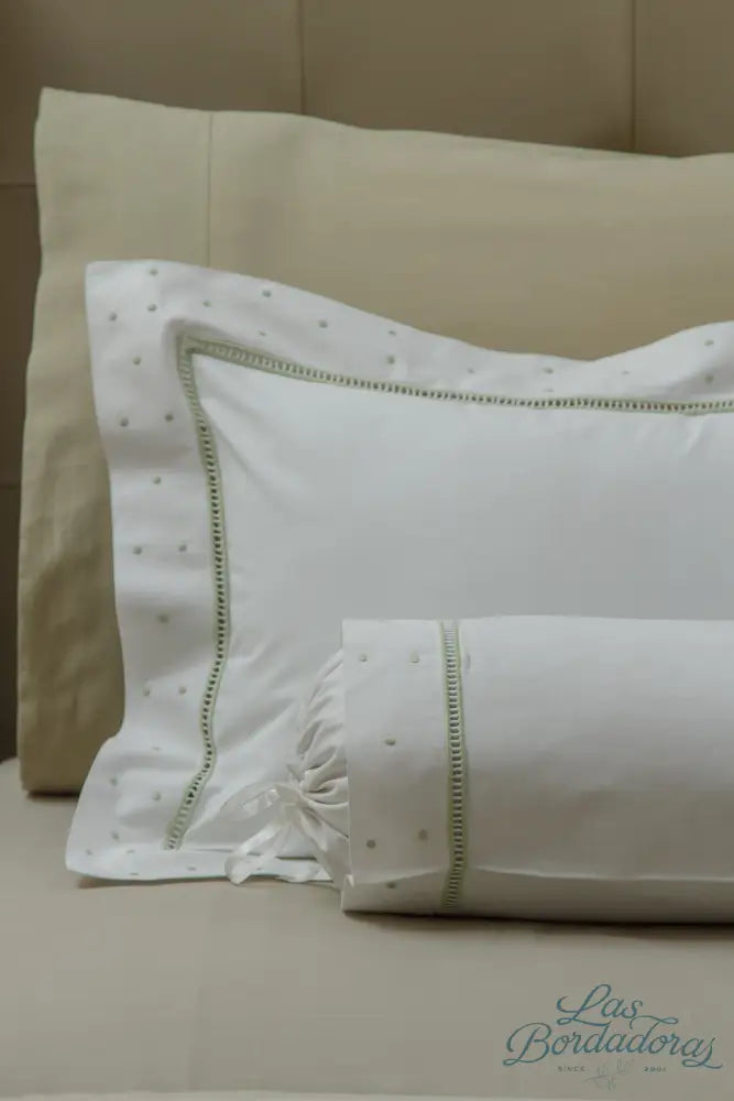 Boudoir & Bolster Cases Lace & Dots / Celadon Green / 300
