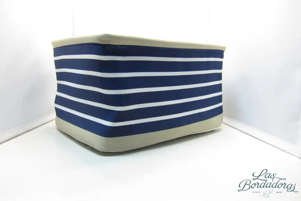 Catch All Bins Blue and Beige Stripes main
