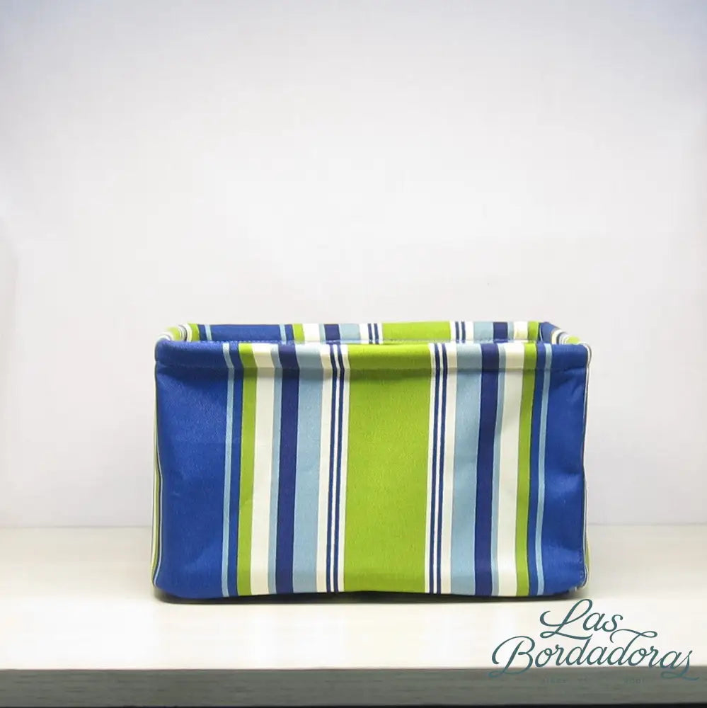 Catch All Bins Blue and Green Stripes main