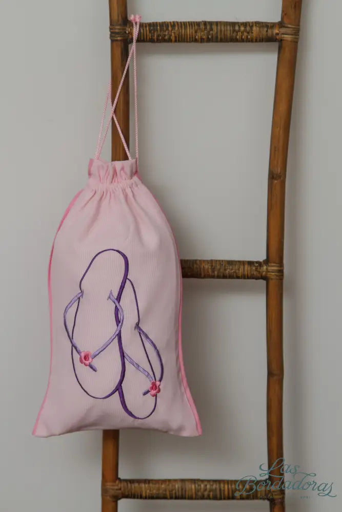 Flip Flop Bags Ladies / Pink w/ Lav Flowers