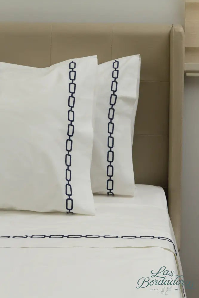 Standard Pillow Cases Chain / Navy Blue