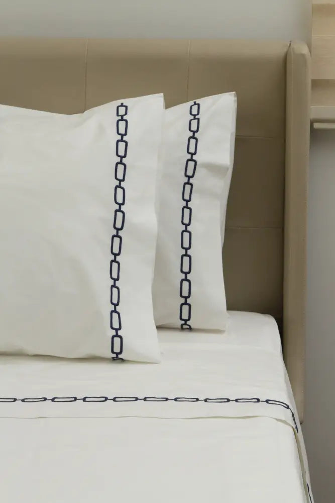 Standard Pillow Cases Chain / Navy Blue