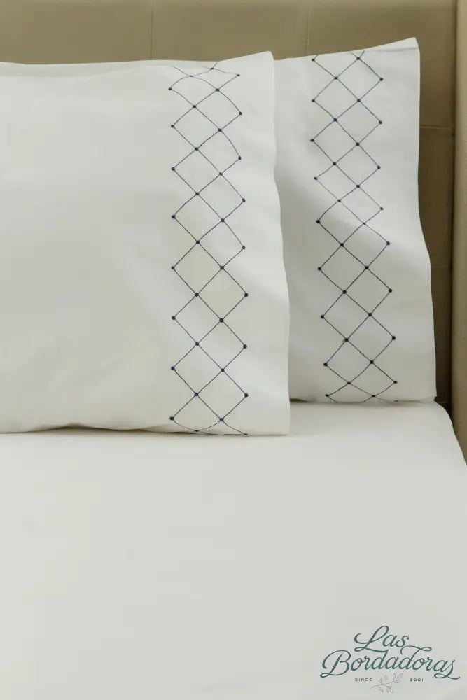 Standard Pillow Cases Diamond Pearls / Navy Blue
