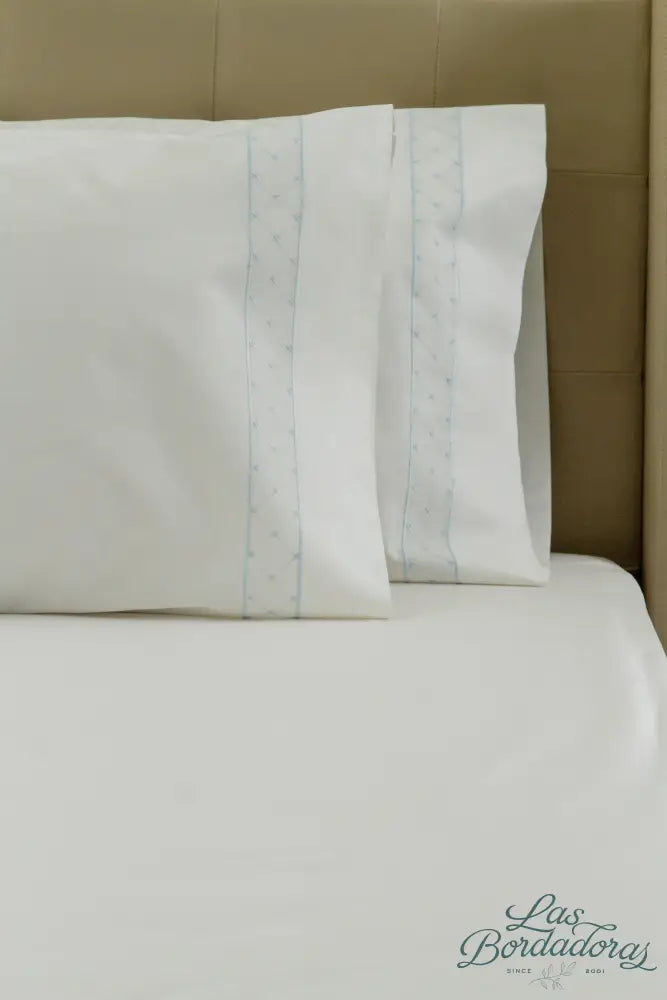 Standard Pillow Cases Diamond w/ Border / Light Blue