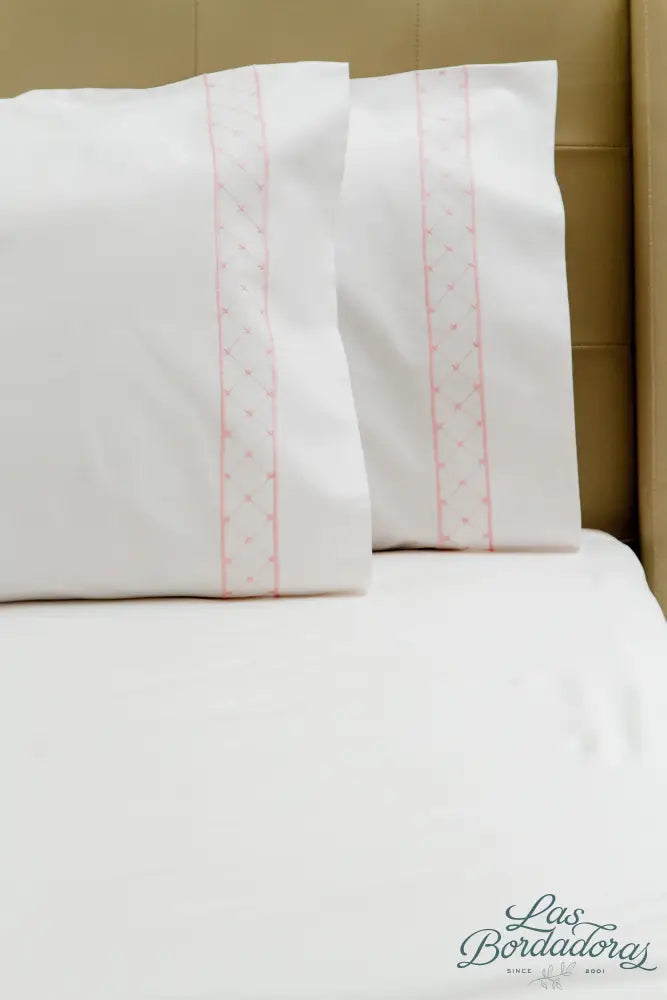 Standard Pillow Cases Diamond w/ Border / Pink