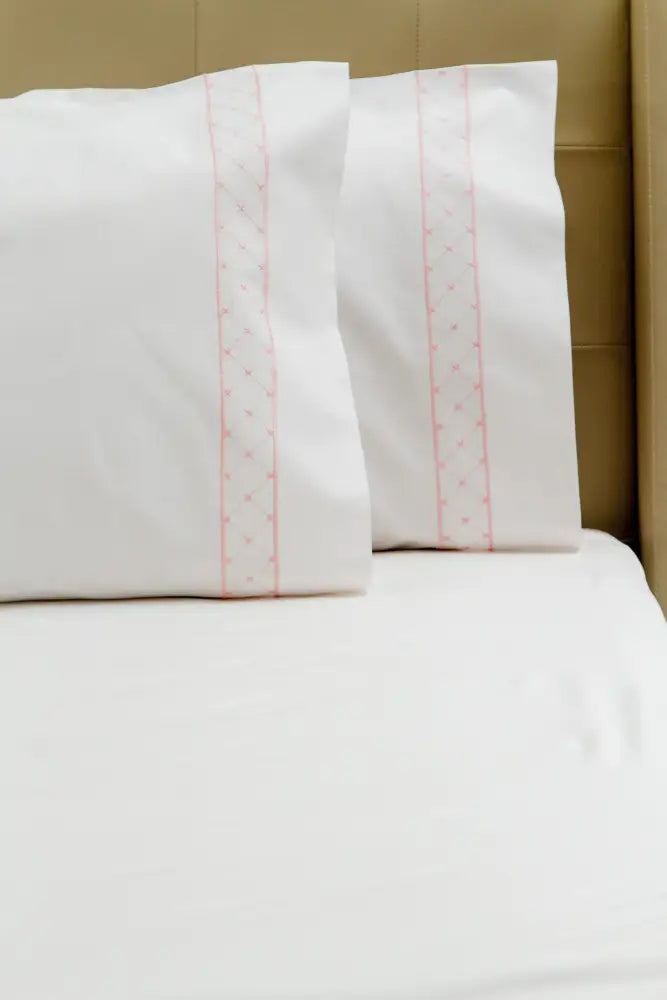 Standard Pillow Cases Diamond w/ Border / Pink