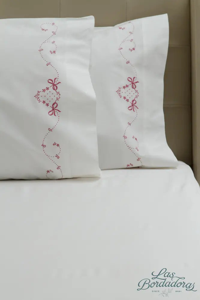 Standard Pillow Cases Dotted Scroll / Old Rose