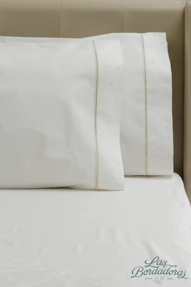 Standard Pillow Cases Lace & Dots / Beige