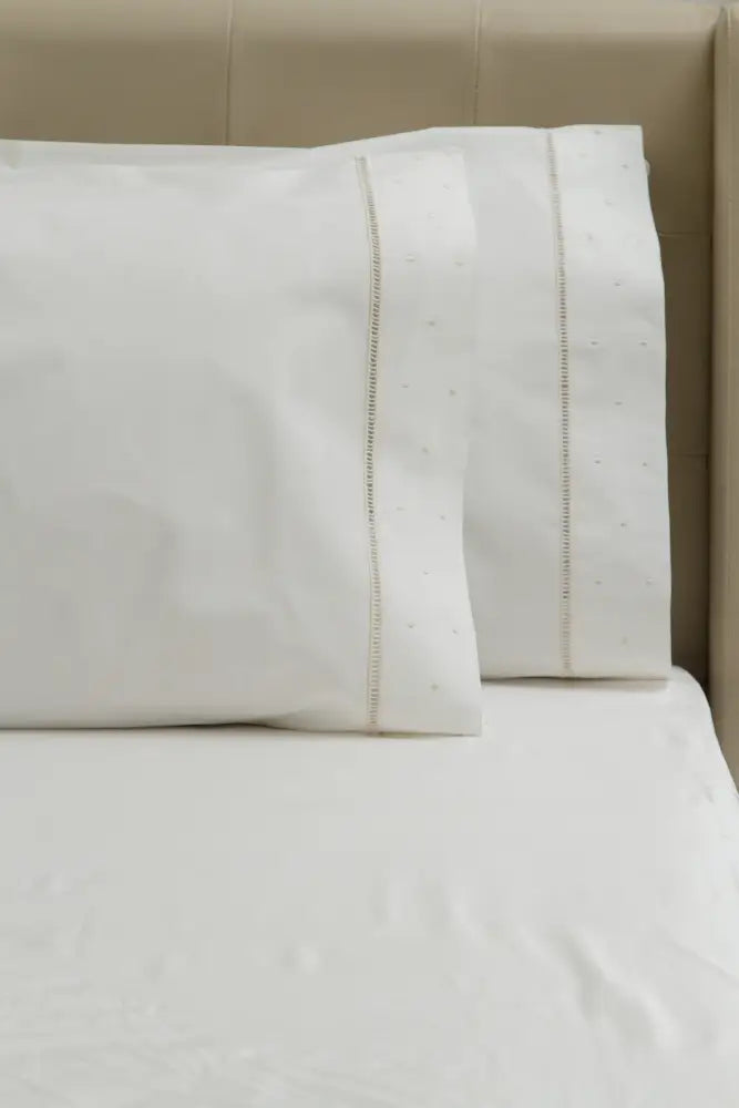 Standard Pillow Cases Lace & Dots / Beige