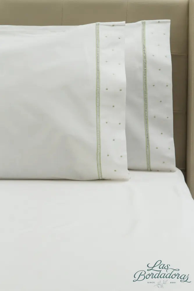 Standard Pillow Cases Lace & Dots / Green
