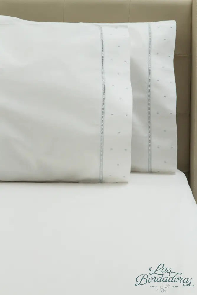 Standard Pillow Cases Lace & Dots / Light Blue