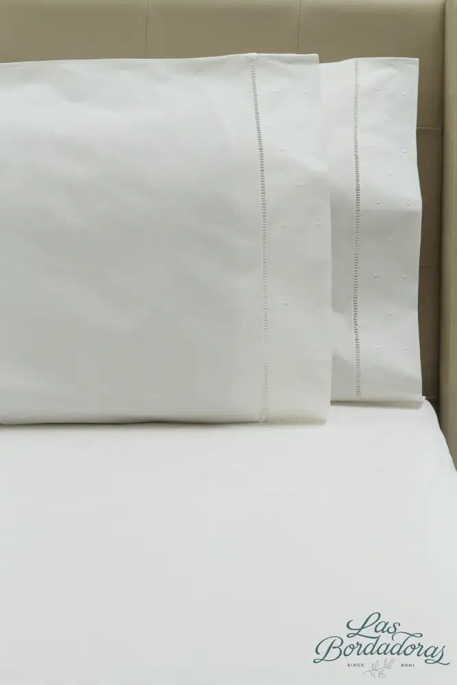 Standard Pillow Cases Lace & Dots / White