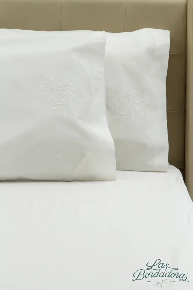 Standard Pillow Cases Spanish Flowers / White