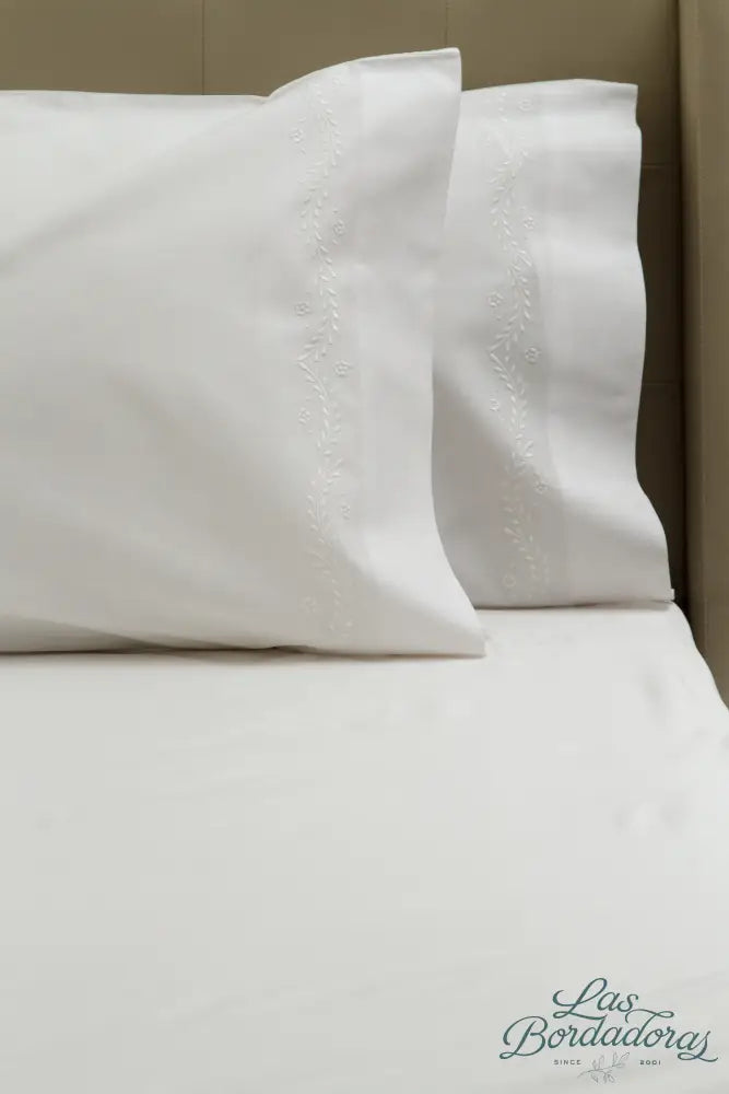 Standard Pillow Cases Vines & Flowers / White