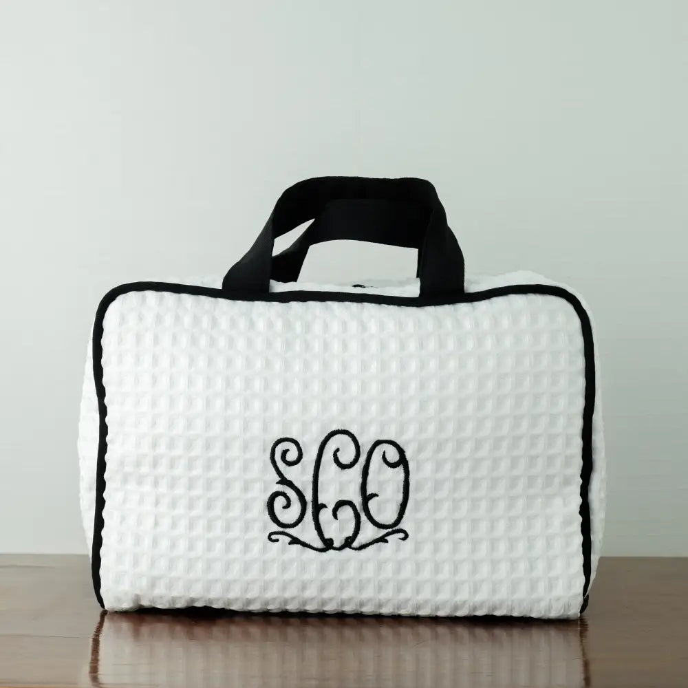 Toiletry Bags Ladies / White Waffle w/ Black Trim main