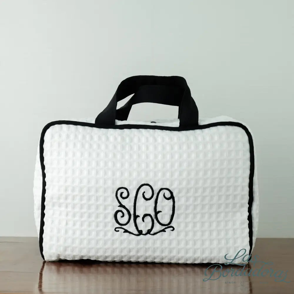 Toiletry Bags Ladies / White Waffle w/ Black Trim main
