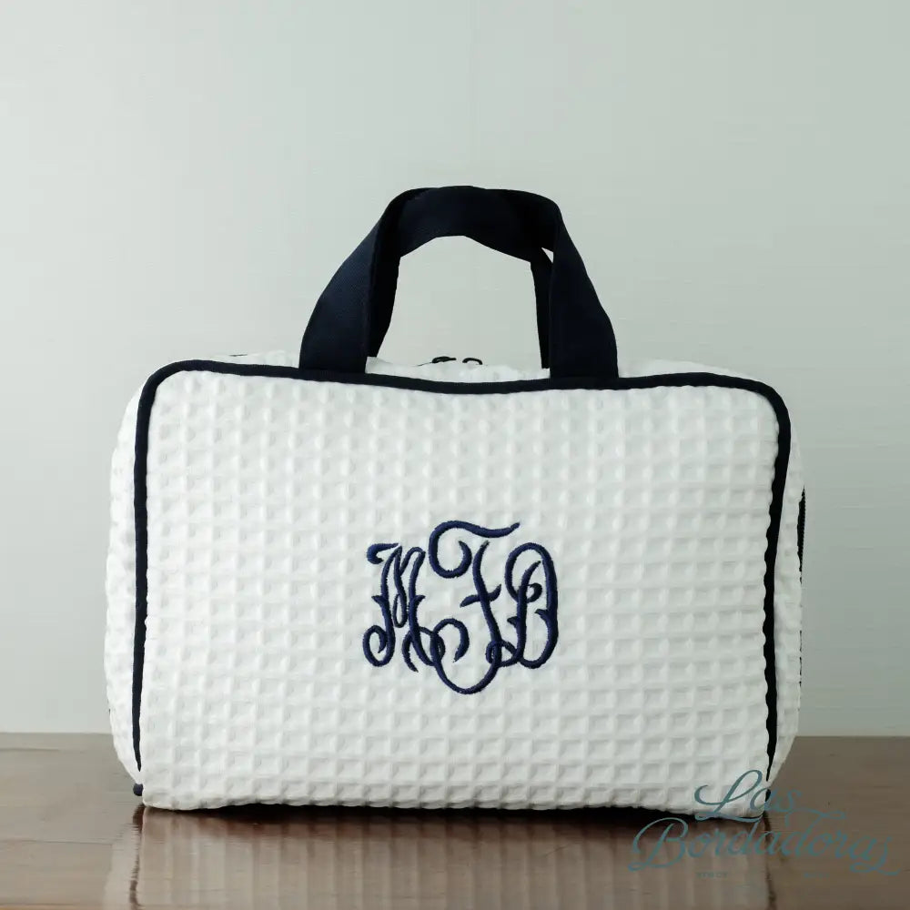 Toiletry Bags Ladies / White Waffle w/ N. Blue Trim main
