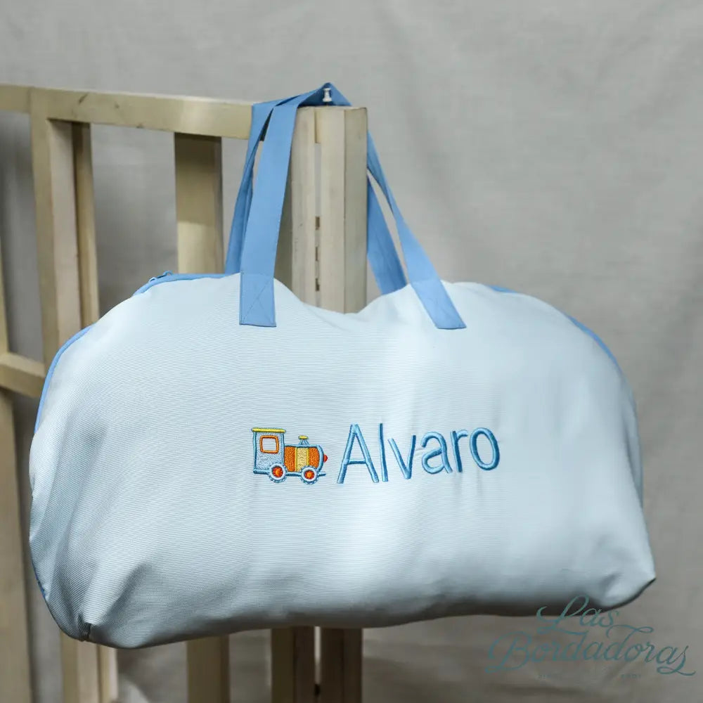 Travelling Baby Bag Train / Light Blue main